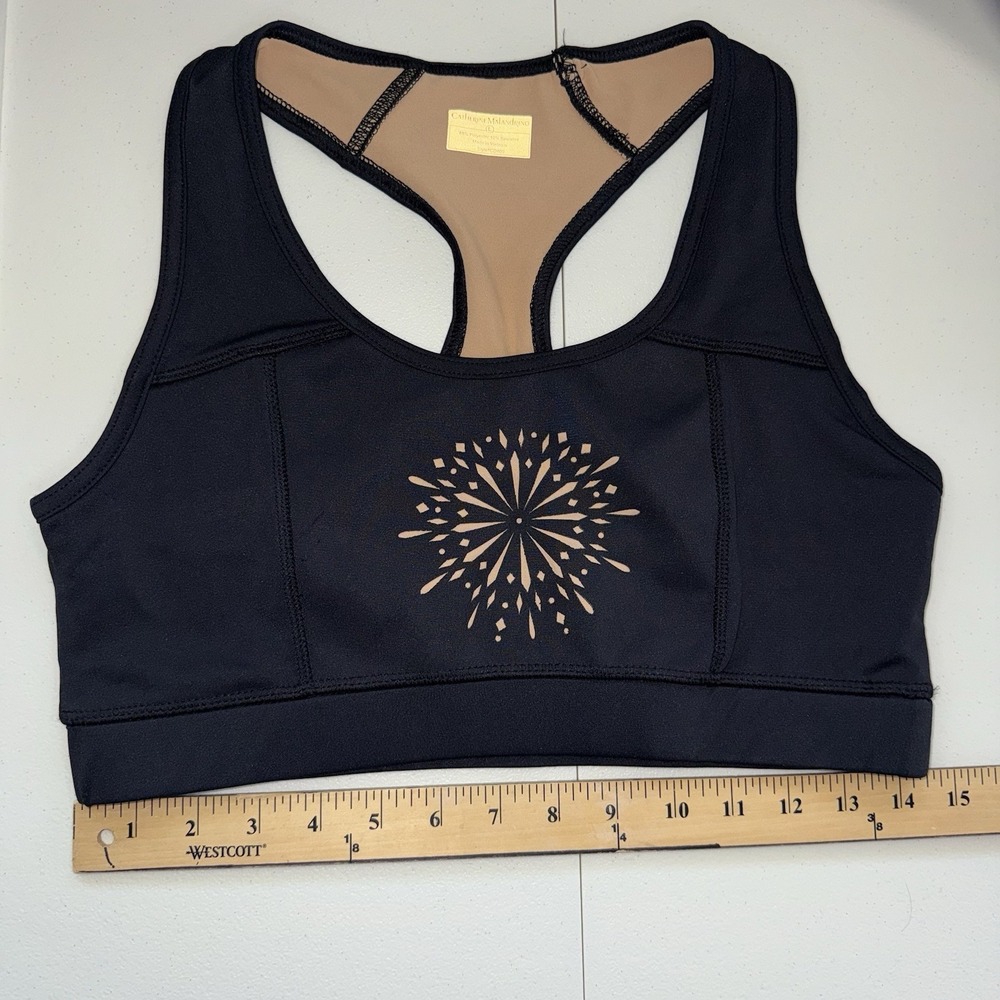 Catherine Malandrino Black Racerback Sports Bra Firework Print Size Large